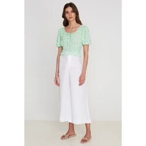 NWT Faithfull The Brand Anne Laure Smocked Puff Sleeve Shirt Top Merci Floral